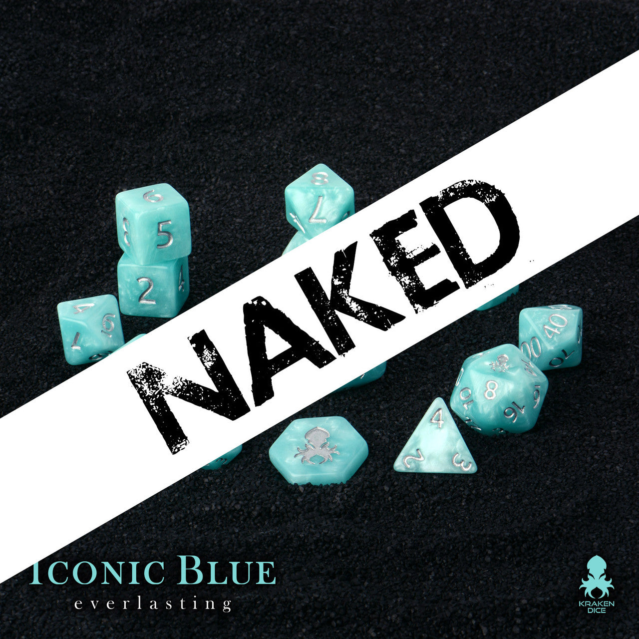 Naked Iconic Blue: Everlasting 14pc Dice Set w/o Ink